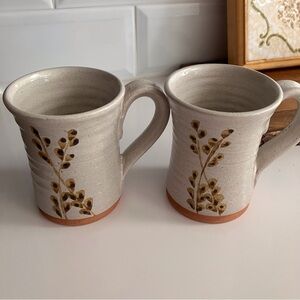 Signed studio pottery mugs vintage set of 2